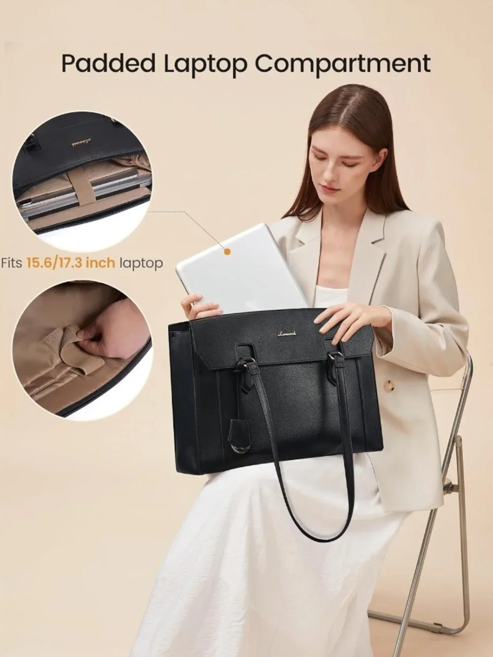 Stylish Waterproof Laptop Tote Bag for Women, 15.6